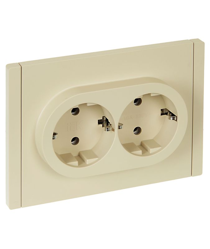 розетка 2-м сп forte&piano fp424 16а с заземл. без защ. шторок безвинт. крепл. ваниль iek fp-r21-16-1-k10 от BTSprom.by