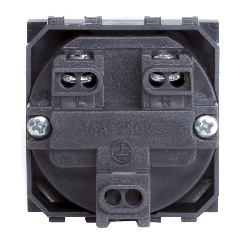  Розетка 1-м СП 2мод. Brava 16А IP20 без заземл. защ. шторки черн. DKC 77483N фото в каталоге от BTSprom.by