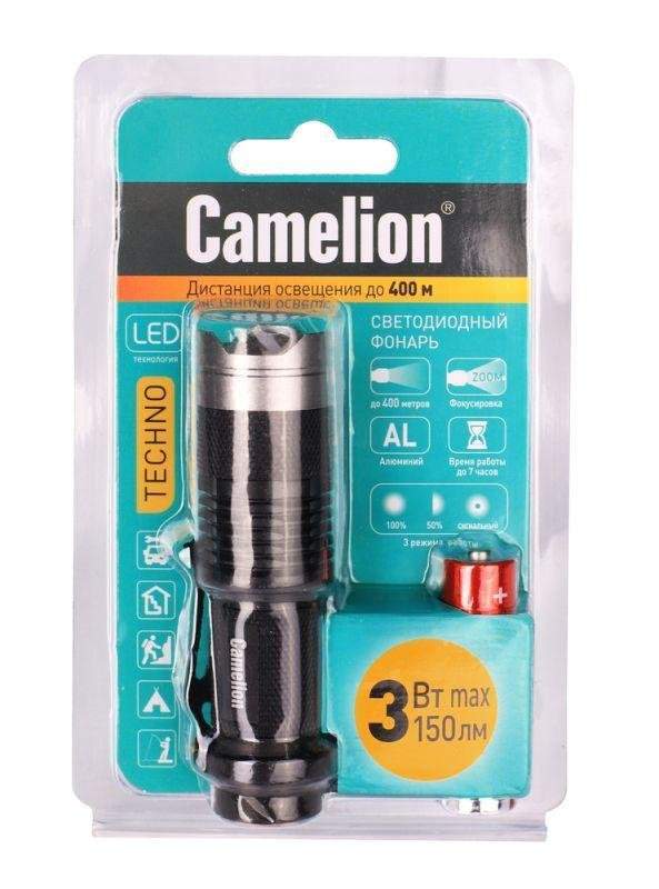 фонарь led5135 (led xpe zoom 3 реж 1хlr6 алюм. блистер черн.) camelion 12915 от BTSprom.by