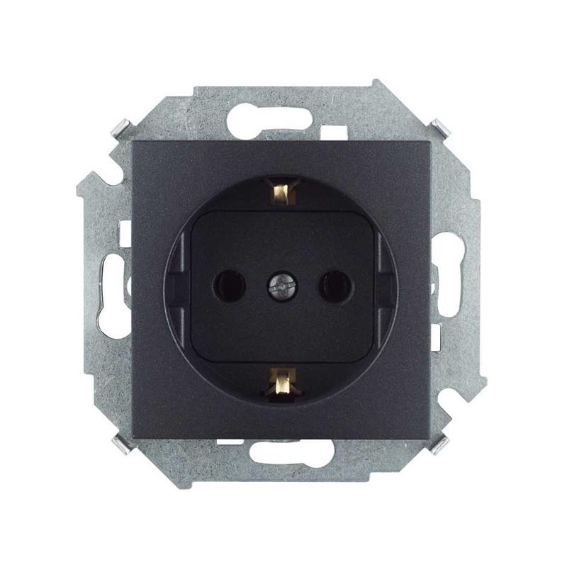 розетка с заземлением 2p+e 16а 250в винтовой зажим графит simon 1591432-038 от BTSprom.by