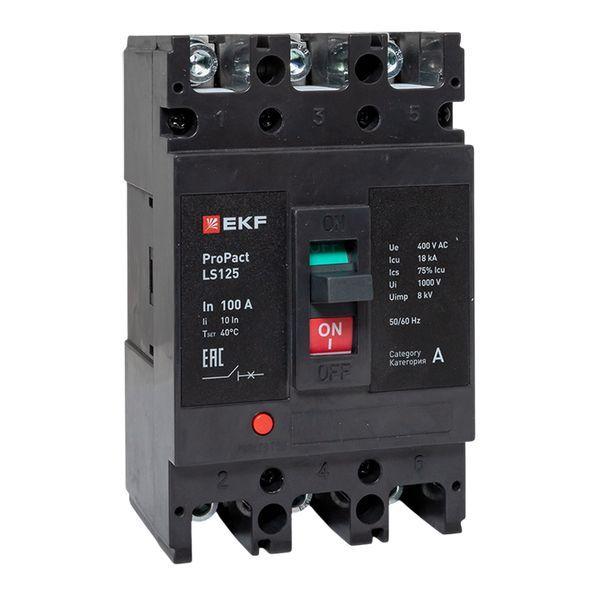 выключатель автоматический ls125 18ка 3p 100а propact ekf mccb-125-18-3-100-ls от BTSprom.by