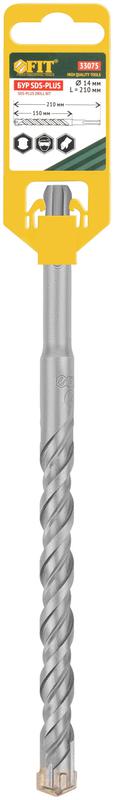  Бур по бетону SDS-PLUS профи крестообразная вставка двойная спираль 14х210мм FIT 33075 фото в каталоге от BTSprom.by