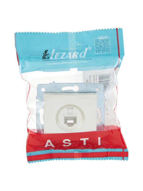  Розетка компьютерная 1-м СП ASTI IP20 RJ45 механизм Cat 6e жемчуж./бел. перламутр. LEZARD 7081-3088-140 фото в каталоге от BTSprom.by