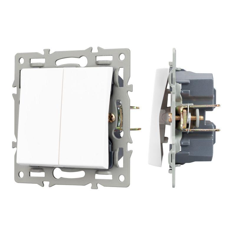 механизм выключателя двухклавишный проходной swt-mkp2-pl-wh (250в 16а) arlight 043727 от BTSprom.by