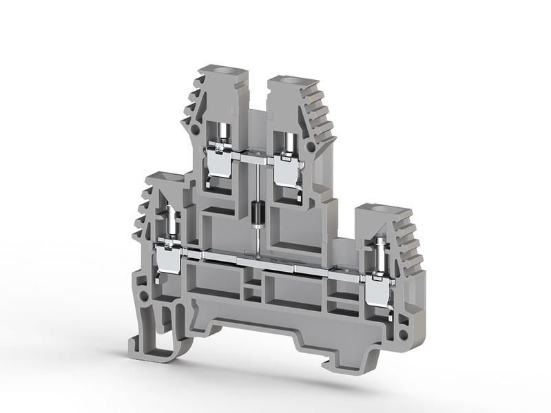 клеммник 2-х ярусный 2.5кв.мм с диодом сер. pik2.5nd-a klemsan 317219 от BTSprom.by
