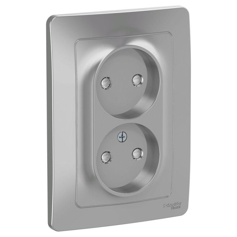 розетка 2-м сп blanca 16а ip20 250в без заземл. защ. шторки алюм. se blnrs000123 от BTSprom.by