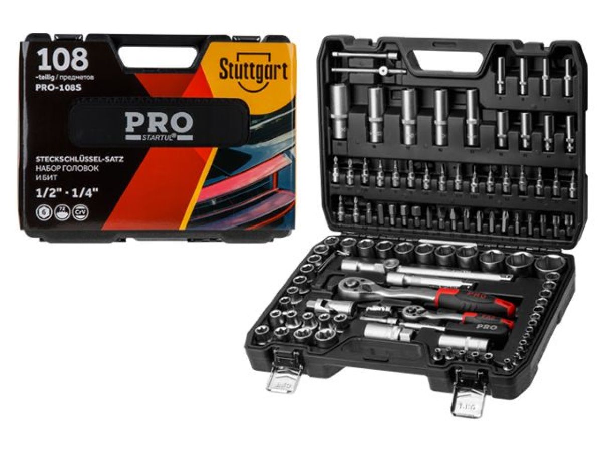 набор головок и бит 108пр. 1/4",1/2" pro startul stuttgart (pro-108s) (6 граней) pro-108s от BTSprom.by