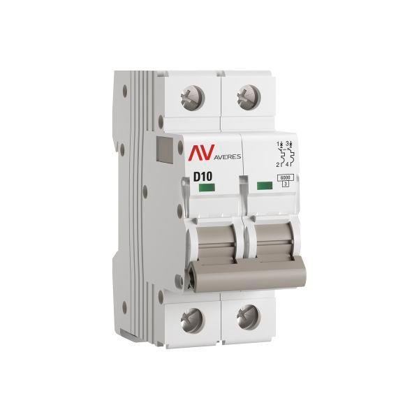 выключатель автоматический модульный 2п d 10а 6ка av-6 averes ekf mcb6-2-10d-av от BTSprom.by