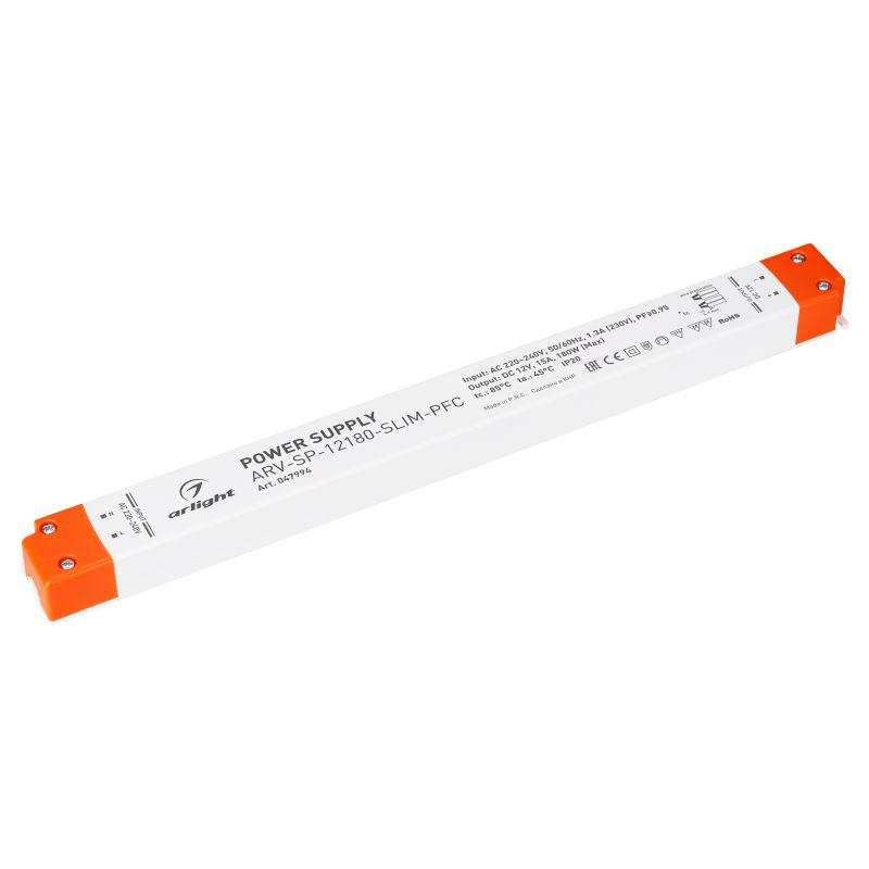блок питания arv-sp-12180-slim-pfc (12в 15а 180вт) ip20 пластик arlight 047994 от BTSprom.by