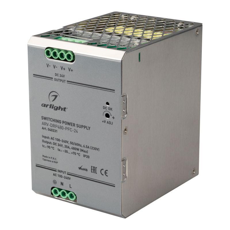 блок питания arv-drp480-pfc-24 24в 20а 480вт ip20 металл arlight 040231 от BTSprom.by