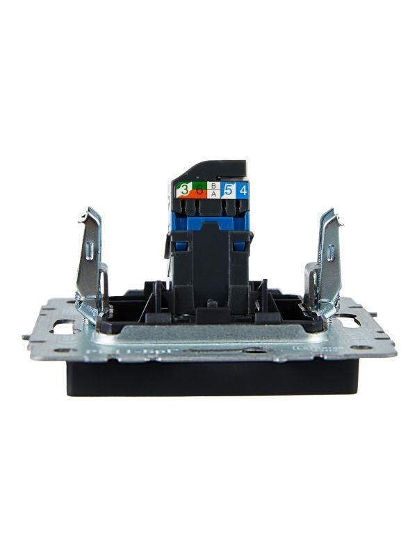  Розетка компьютерная СП RJ45 кат.6 BRITE РК11-БрГ механизм графит IEK BR-K10-2-K53 фото в каталоге от BTSprom.by