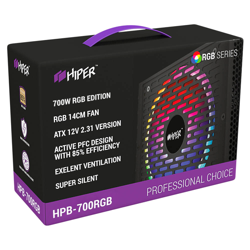 блок питания hpb-700rgb psu hpb-700rgb (atx 2.31 700вт activepfc rgb 140мм fan black) 85+ box hiper 1000535175 от BTSprom.by
