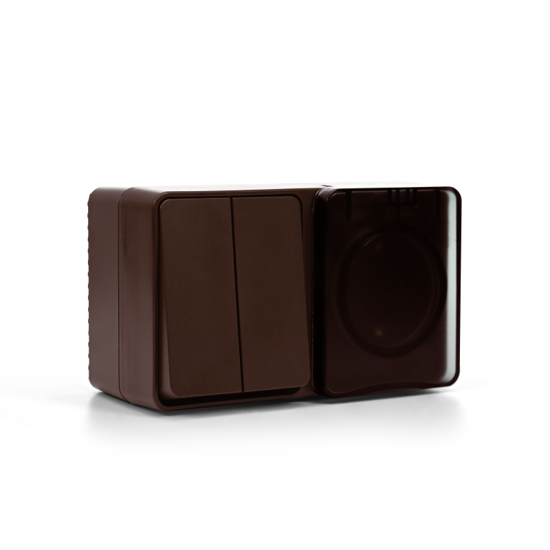  Блок ОП AtlasDesign PROFI IP54 (розетка 1-м 16А заземл. защ. шторки + 2-кл. выключатель 10А) корич. SE ATN546074 фото в каталоге от BTSprom.by