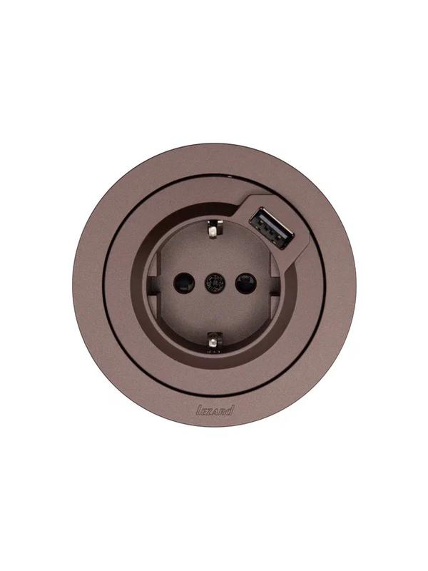  Розетка 1-м СП OSEN с заземл. + USB разъем механизм шоколад LEZARD 743-7388-181 фото в каталоге от BTSprom.by