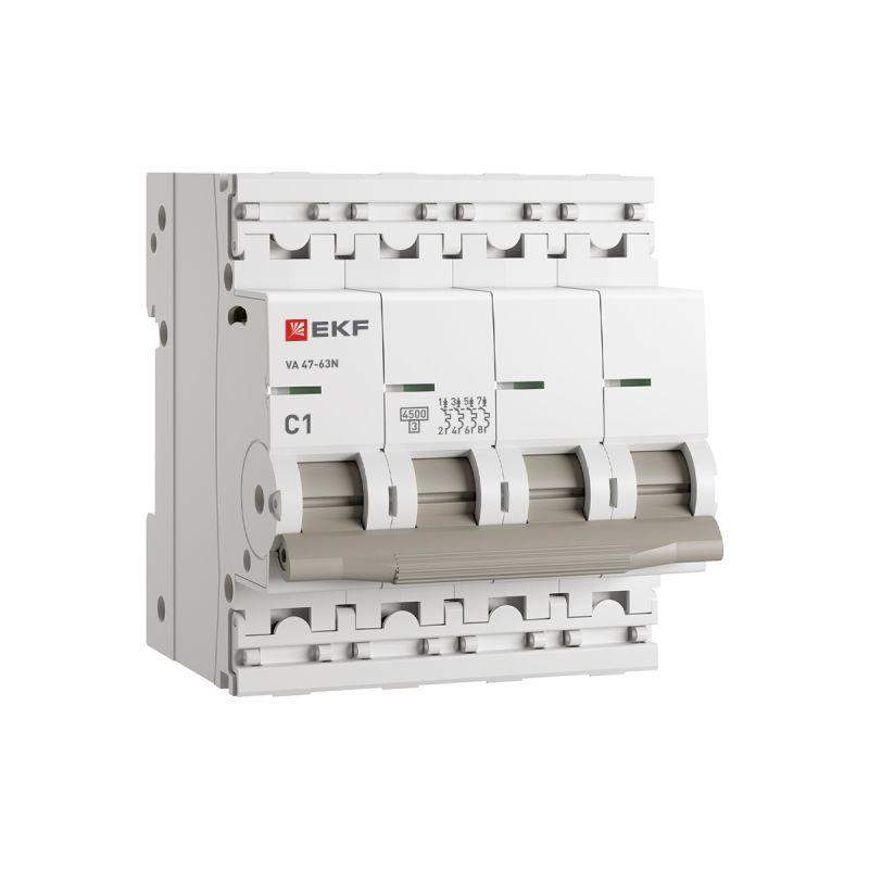 выключатель автоматический 4п c 1а 4.5ка ва 47-63n proxima ekf m634401c от BTSprom.by
