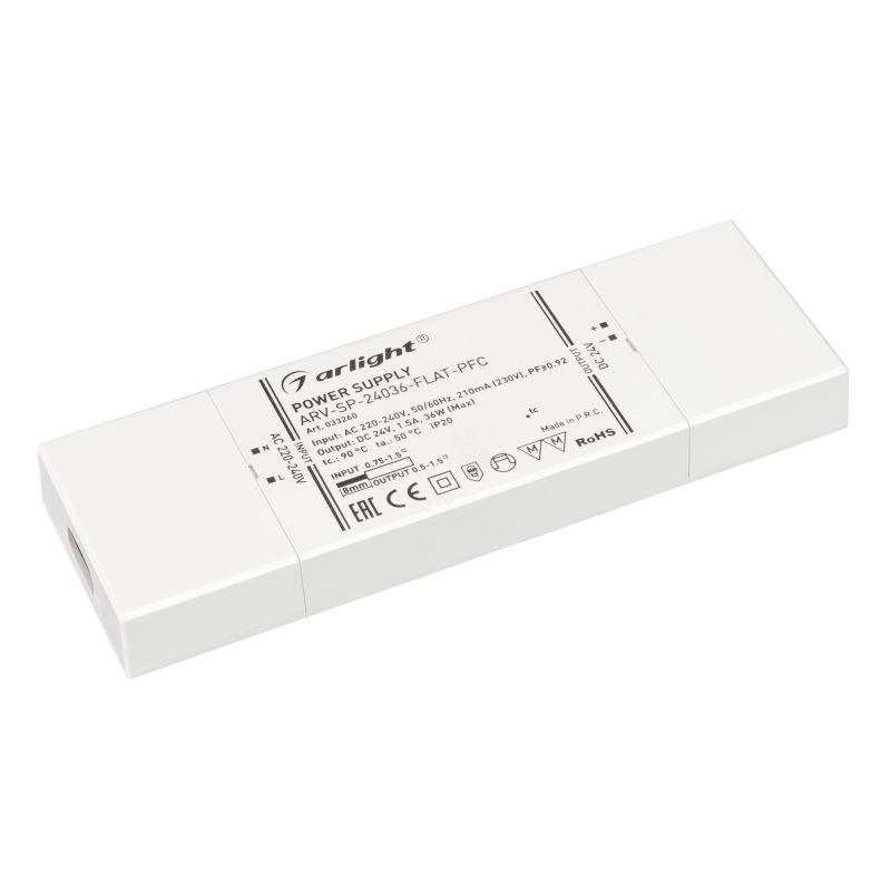 блок питания arv-sp-24036-flat-pfc 24в 1.5а 36вт ip20 пластик 5 лет arlight 033260 от BTSprom.by