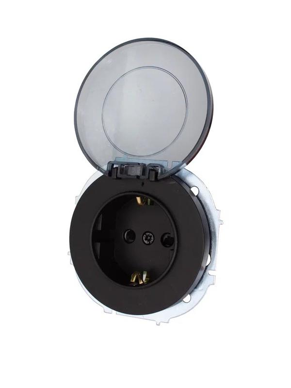 розетка 1-м сп osen ip44 с заземл. с крышкой пбт механизм черн. бархат lezard 743-4288-123bipch от BTSprom.by