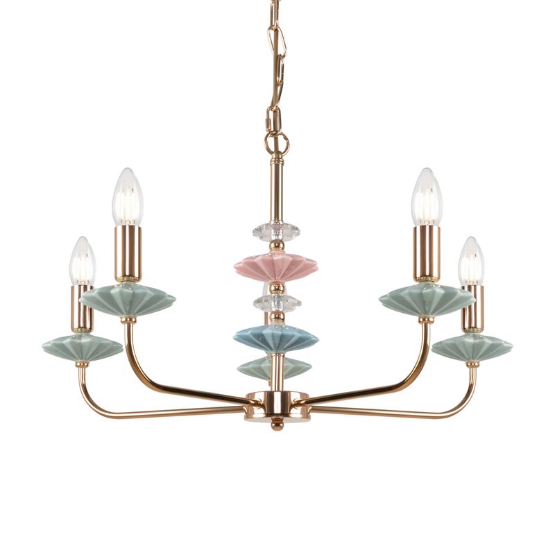  Светильник Castle 40Вт E14х5 IP20 подвесной Freya FR5336PL-05G фото в каталоге от BTSprom.by