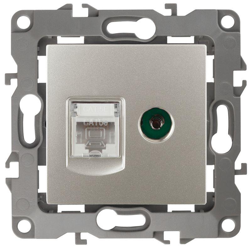 розетка компьютерная + телевизионная эра12 12-3110-15 rj45 + tv ip20 перламутр эра б0027450 от BTSprom.by