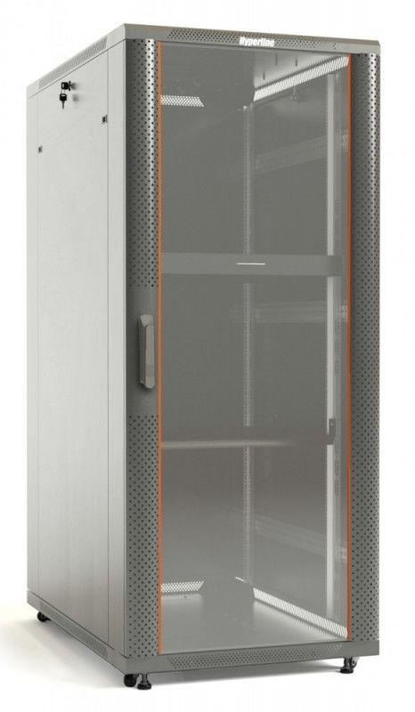 шкаф напольный 19дюйм 22u 1166х800х800мм (вхшхг) передняя дверь стеклянная задняя дверь сплошная ручка с замком 2 вертикальных кабельных организатора (ral 7035) (разобранный) ttb-2288-as-ral7035 сер. hyperline 451922 от BTSprom.by