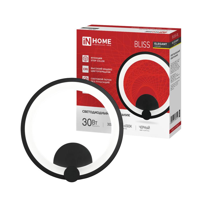 светильник светодиодный elegant bliss-bl 30вт 3000-6500к 2400лм 230в step color черн. in home 4690612062297 от BTSprom.by