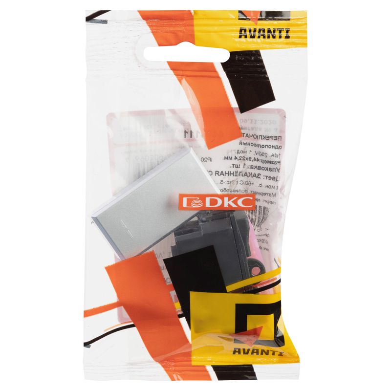  Переключатель модульный 1-кл. 1мод. Avanti "Закаленная сталь" 16А сер. DKC 4404111 фото в каталоге от BTSprom.by