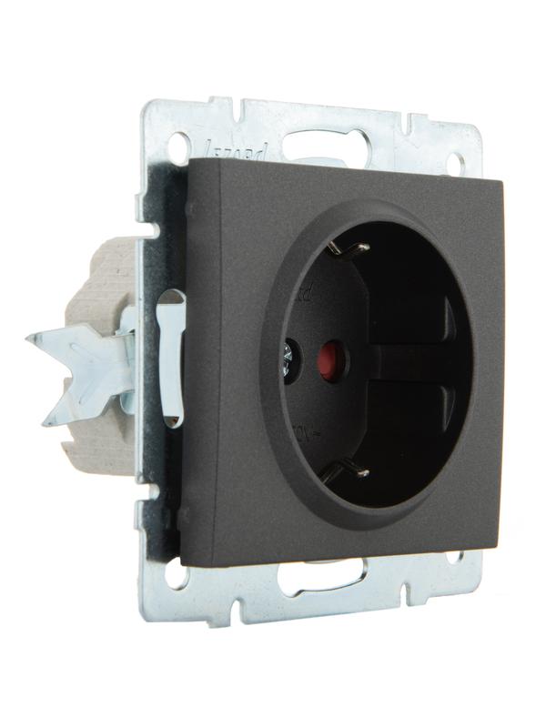  Розетка 1-м Rain защ. шторки керамика механизм матов. черн. графит LEZARD 703-4188-124 фото в каталоге от BTSprom.by