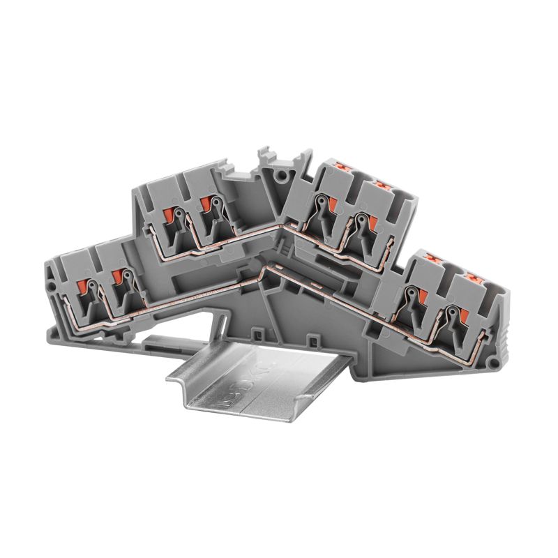 клемма двухуровневая зажим push-in; 8 точек подключения; 2.5кв.мм сер. dkc vprtt-2.5s-qt от BTSprom.by