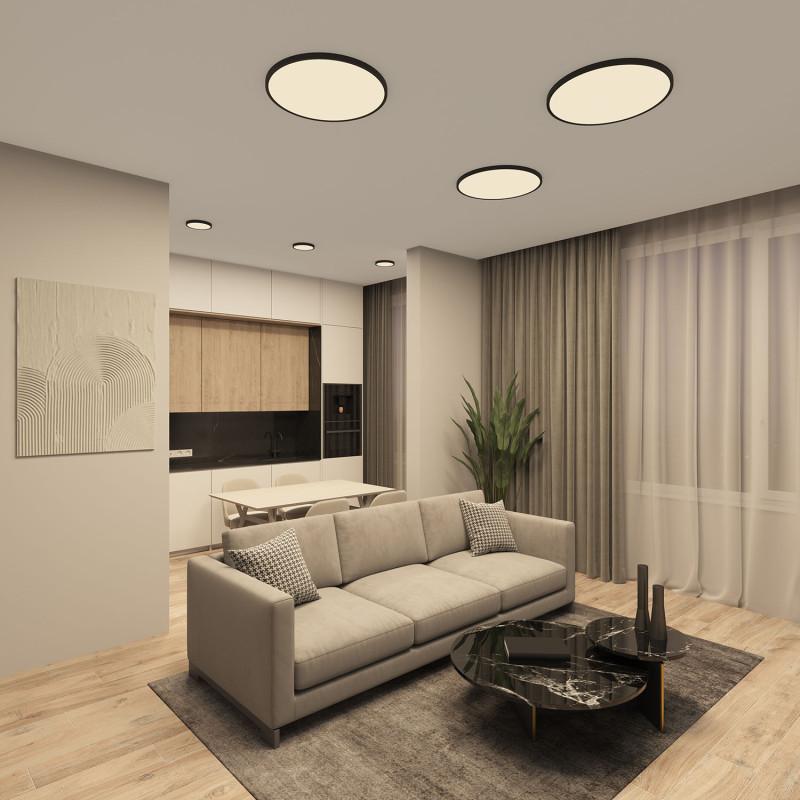  Светильник THIN 36Вт 3000К/4000К/6500К IP40 накладной переключатель цветовой температуры на корпусе полимер черн. DENKIRS 764387 фото в каталоге от BTSprom.by