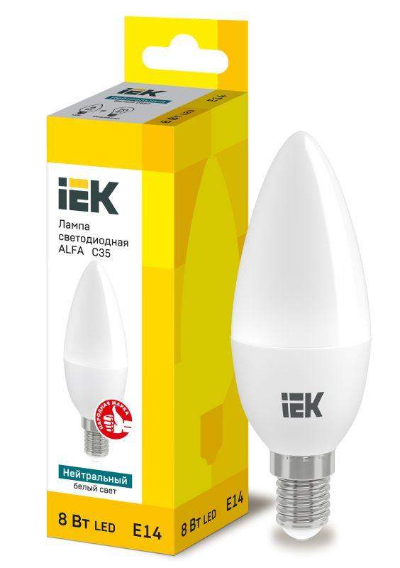 лампа светодиодная alfa 8вт c35 свеча 4000к e14 230в (6шт) iek lla-c35-8-230-40-e14-6 от BTSprom.by