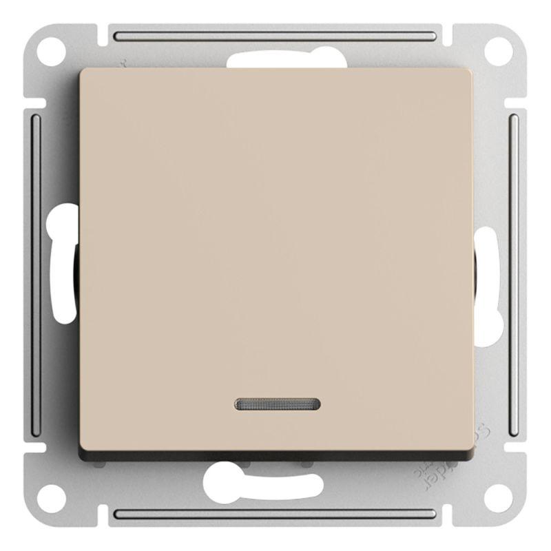  Выключатель 1-кл. AtlasDesign с подсветкой (сх.1а) 10AX мех. песочн. SE ATN001213 фото в каталоге от BTSprom.by