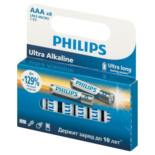 элемент питания алкалиновый aaa/lr03 1.5в ultra (уп.8шт) philips б0064649 от BTSprom.by