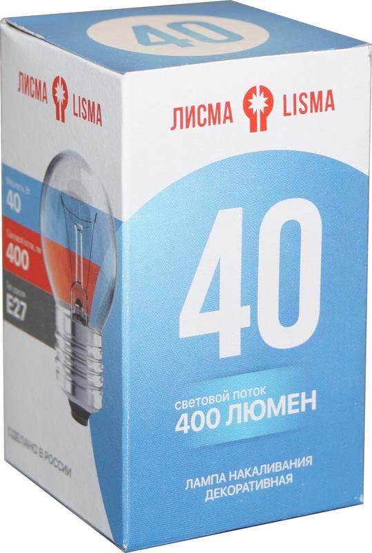 лампа накаливания дш 230-40 40вт шар прозрачная e27 230в ку лисма 321606200 от BTSprom.by