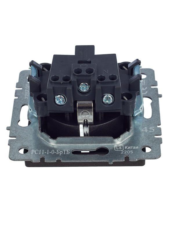  Розетка 1-м СП BRITE РС11-1-0-БрТБ 16А с заземл. без защ. шторки механизм бронза IEK BR-R11-16-K45 фото в каталоге от BTSprom.by