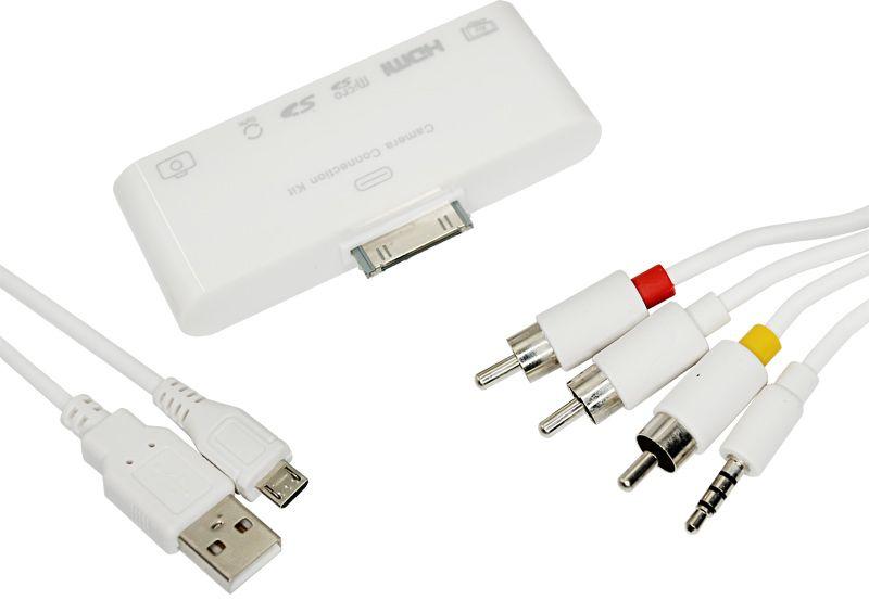  Адаптер AV 6 в 1 для iPhone 4/4S на HDMI USB microSD SD 3.5мм microUSB 40-0103 фото в каталоге от BTSprom.by