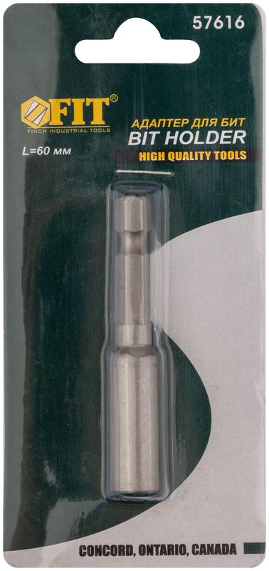  Адаптер для бит магнитный фиксатор цельнометаллический CrV сталь 60мм FIT 57616 фото в каталоге от BTSprom.by