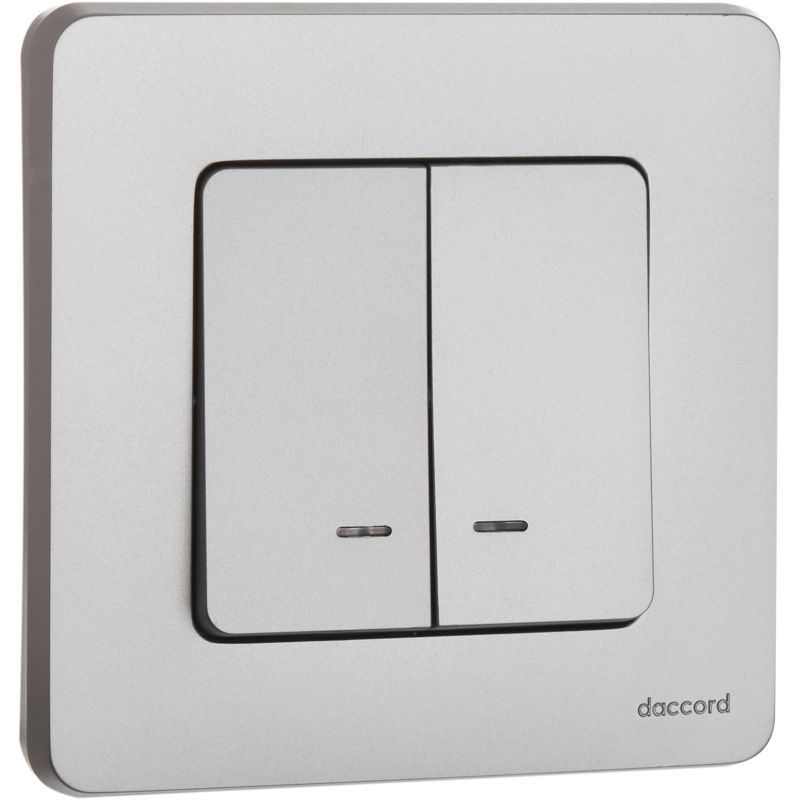  Выключатель 2-кл. Inspiria 10А IP20 250В 10AX с подсветкой/индикацией механизм алюм. IEK 673632 фото в каталоге от BTSprom.by