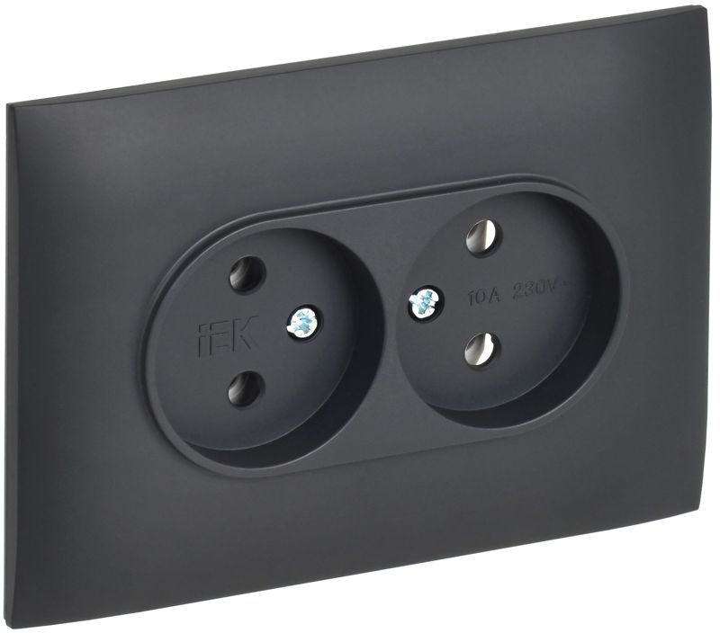 розетка 2-м skandy 10а без заземл. без защ. шторок в сборе sk-r10t титан iek sk-r20-10-k48-f от BTSprom.by