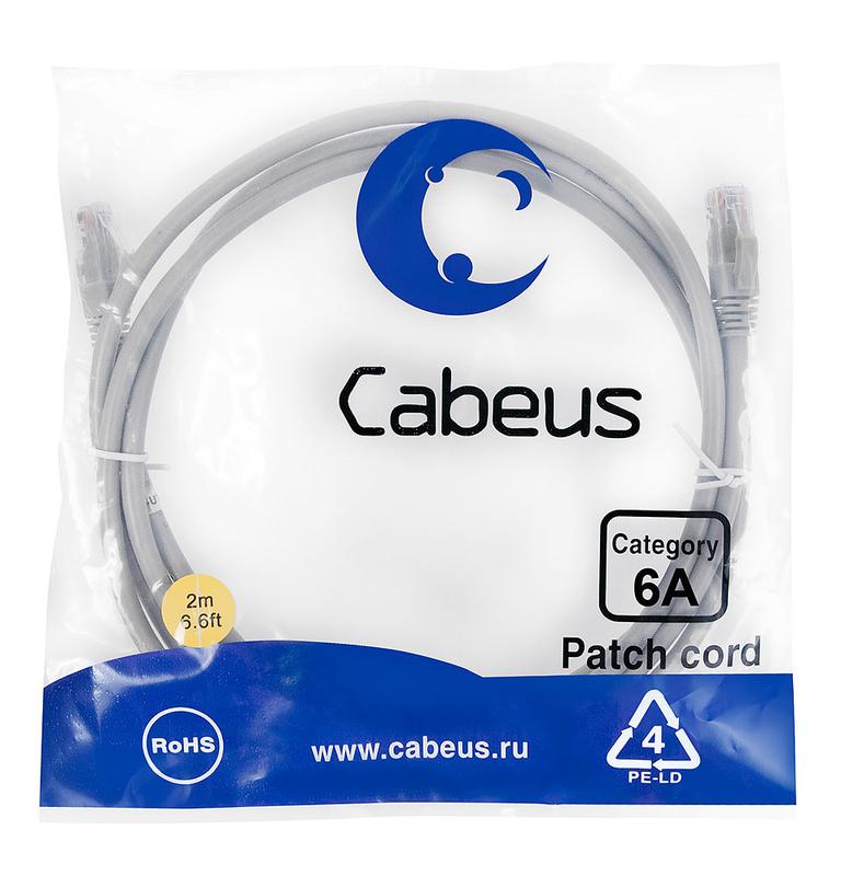 патч-корд u/utp кат.6a pc-utp-rj45-cat.6a-2m-lszh 2xrj45/8p8c неэкранир. lszh (10g) 2м сер. cabeus 7896c от BTSprom.by