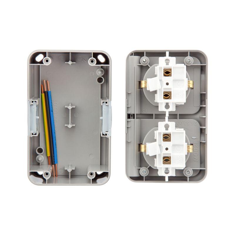  Блок розеток 2-м ОП Mini OG IP54 горизонт. с заземл. сер. Kranz KR-78-0806 фото в каталоге от BTSprom.by