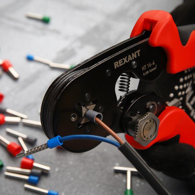  Кримпер HT 16-4 для обжима штыревых наконечников 0.08-16.0кв.мм с регулятором прижим. усилия Rexant 12-3216-1 фото в каталоге от BTSprom.by