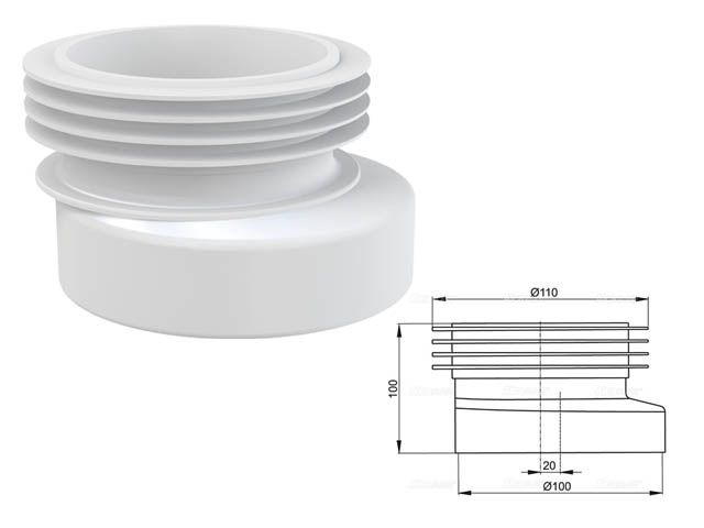 манжета для унитаза эксцентрическая, alcaplast a990-bl-01 от BTSprom.by
