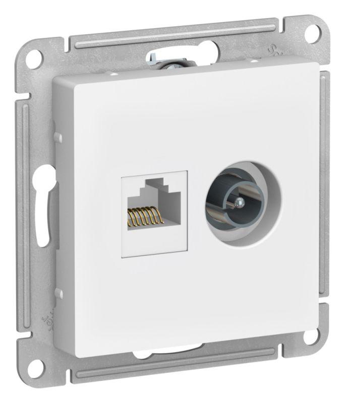 розетка компьютерная + телевизионная 2-м сп atlasdesign rj45 кат.5e + tv механизм лотос se atn001389 от BTSprom.by