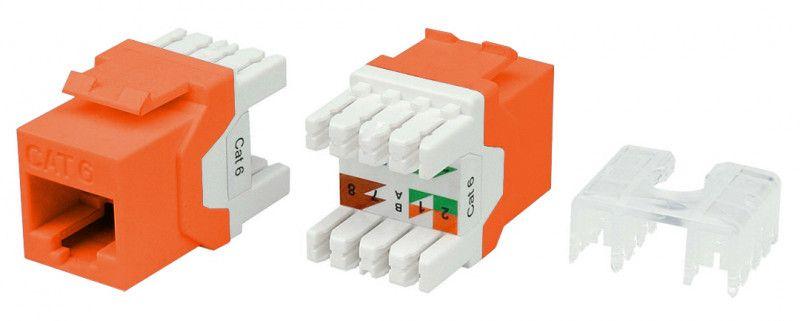 вставка keystone jack rj45 (8p8c) кат.6 180град. kj8-8p8c-c6-180-or оранж. hyperline 432642 от BTSprom.by