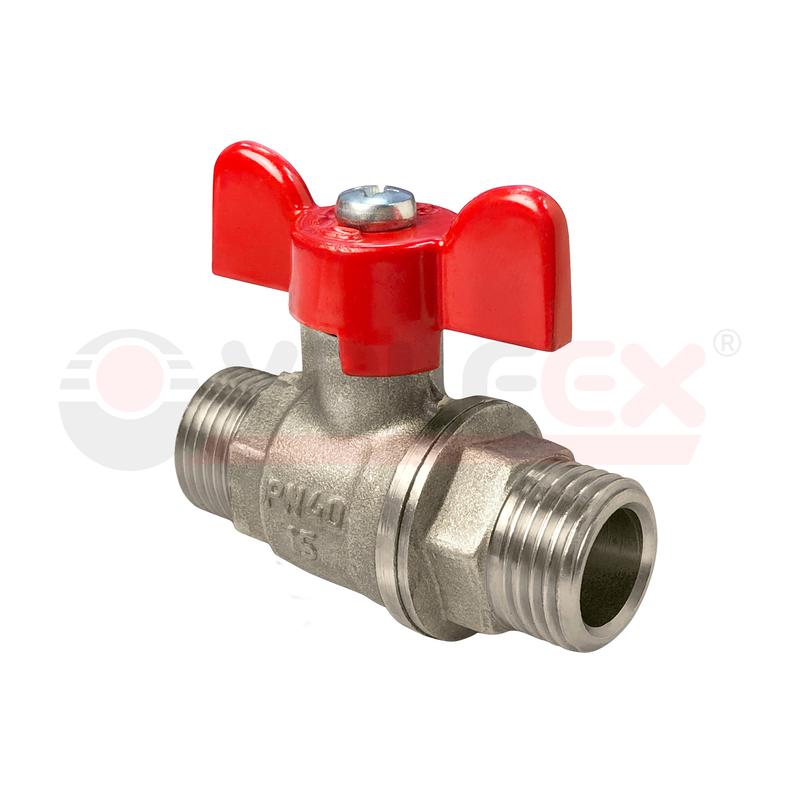 кран шаровой ручка-бабочка (наружн./наружн.) 1/2дюйм латунь с никелир. покрытием (96/24) valfex vf.219.nb1.012 от BTSprom.by