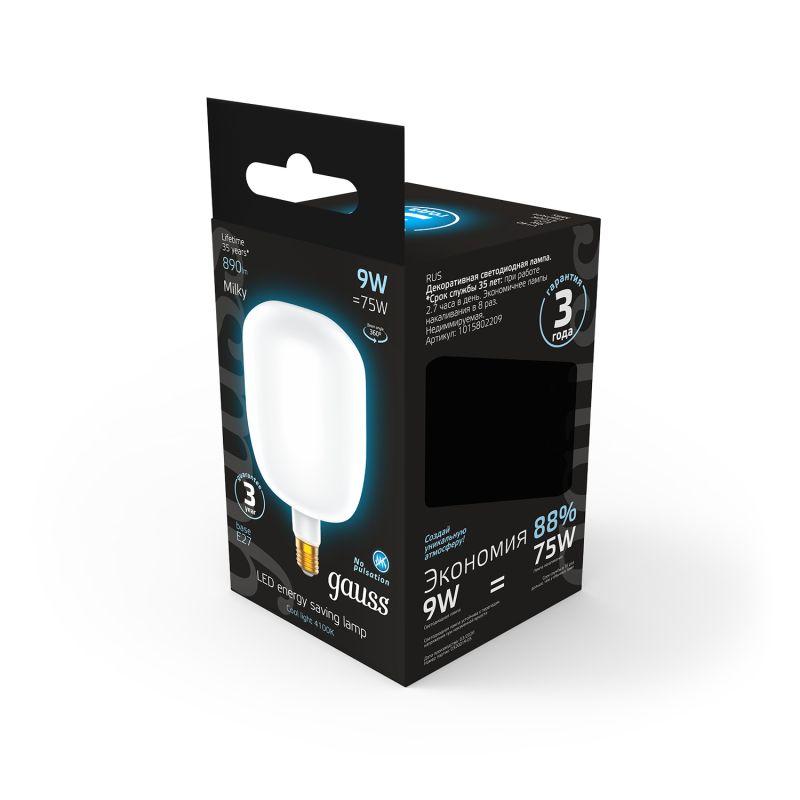 Лампа светодиодная филаментная Black Filament 9Вт V140 матовая 4100К нейтр. бел. E27 890лм GAUSS 1015802209 фото в каталоге от BTSprom.by