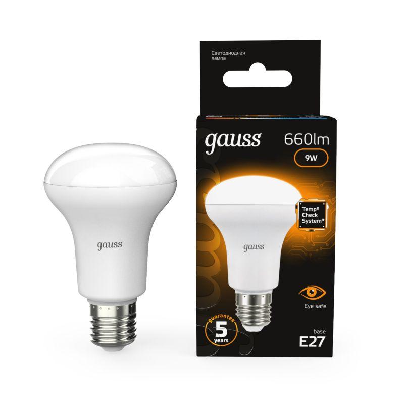 лампа светодиодная black 9вт r63 рефлектор 3000к тепл. бел. e27 660лм gauss 106002109 от BTSprom.by