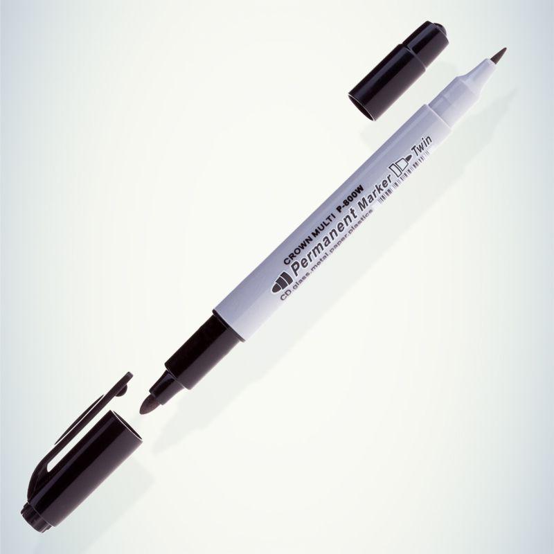  Маркер перманентный двухсторонний "Multi Marker Twin" 2мм/1мм пулевидный черн. Crown 08-8401 фото в каталоге от BTSprom.by