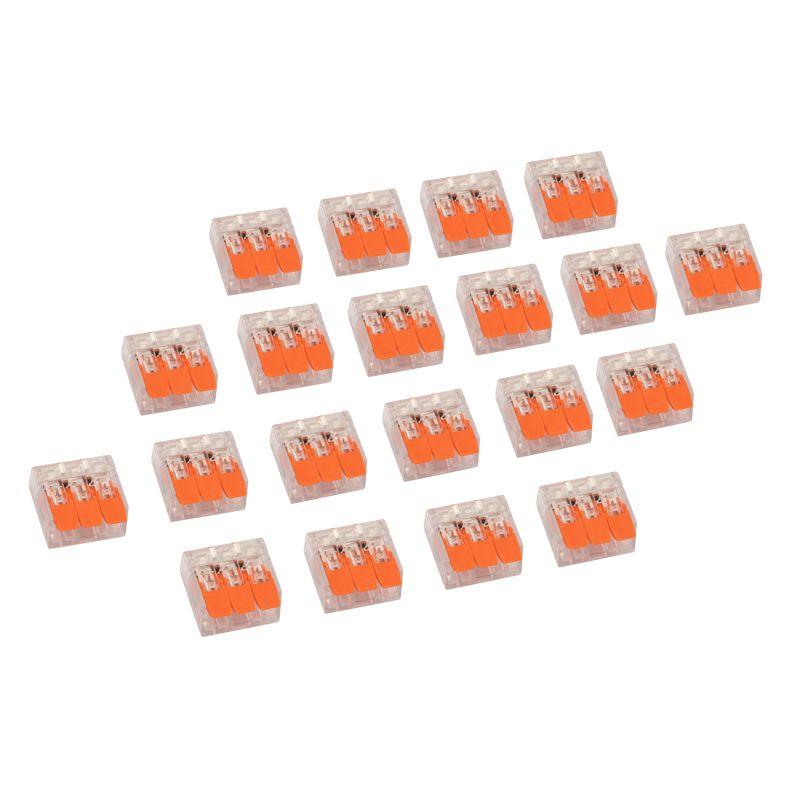  Клемма соединительная рычажковая компактная 3-проводная прозрачная (0.14-4кв.мм) (уп.20шт) Rexant 07-5203-20 фото в каталоге от BTSprom.by