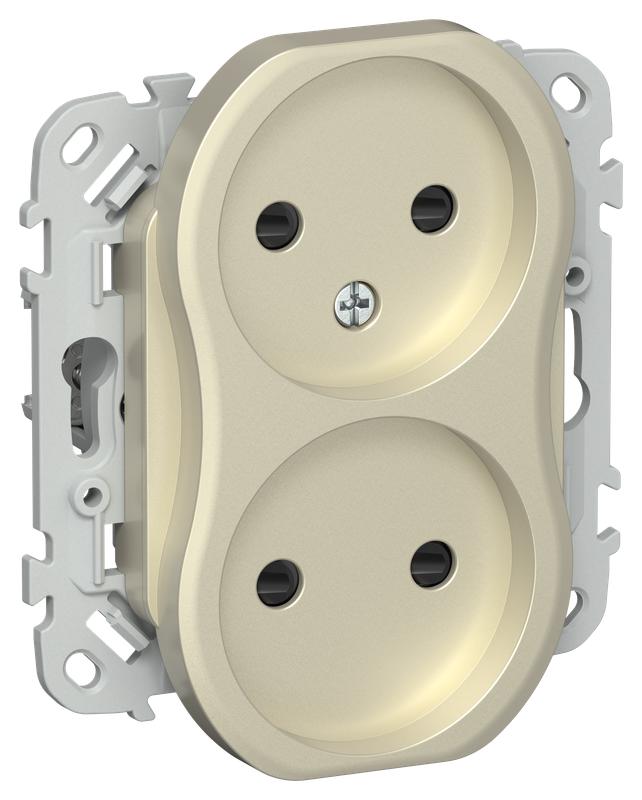 розетка 2-м сп flite рсш02-1-флш 10а без заземл. с защ. шторками безвинтовое крепление механизм шампань iek fi-r23-10-1-k37 от BTSprom.by